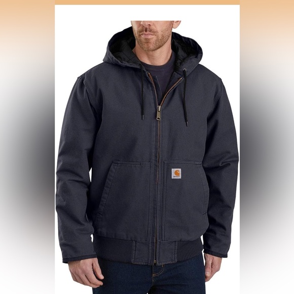 Carhartt Navy men’s loose fit washed duck insulated jacket - Picture 4 of 13